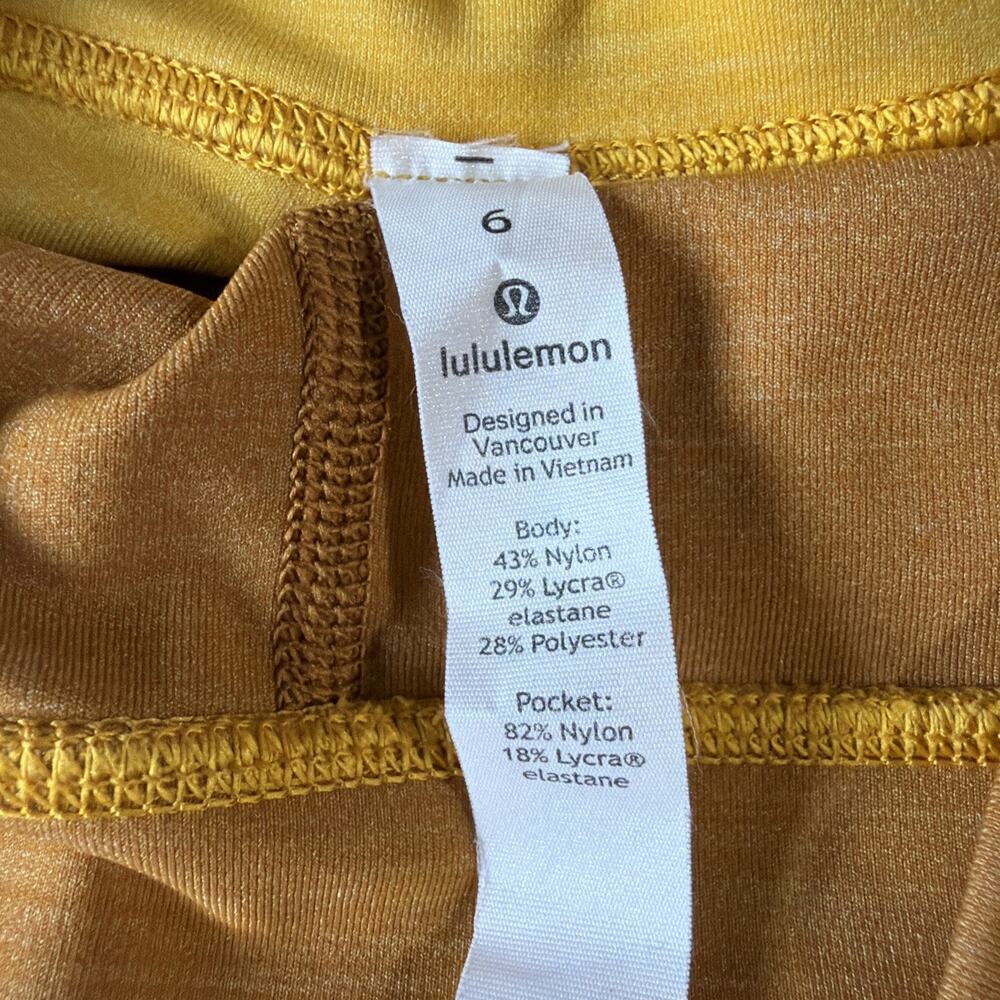Lululemon Color Block Leggings Size 6 Yellow Gold Running Yoga Athletic Gym - Picture 5 of 9